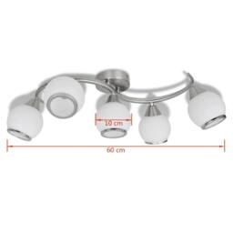 Berkfield Home Ceiling Lamp with Glass Shades on Waving Rail for 5 E14 Bulb in White - thumbnail 6