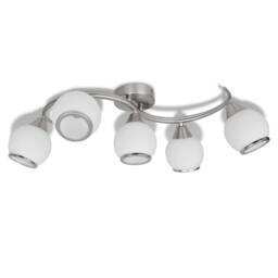 Berkfield Home Ceiling Lamp with Glass Shades on Waving Rail for 5 E14 Bulb in White - thumbnail 1