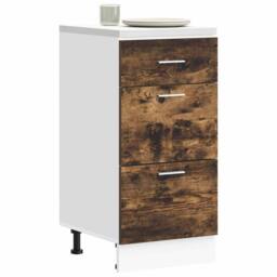 Berkfield Home Bottom Cabinet Smoked Oak 40x46x81.5 cm Engineered Wood in Brown - thumbnail 1