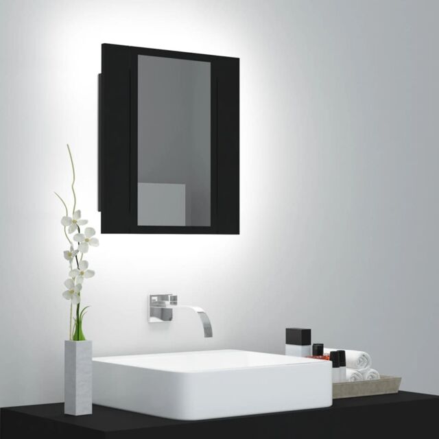 Berkfield Home LED Bathroom Mirror Cabinet Black 40x12x45 cm - Size: 40 x 12 x 45 cm - image 1