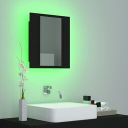 Berkfield Home LED Bathroom Mirror Cabinet Black 40x12x45 cm - Size: 40 x 12 x 45 cm - thumbnail 4