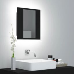 Berkfield Home LED Bathroom Mirror Cabinet Black 40x12x45 cm - Size: 40 x 12 x 45 cm