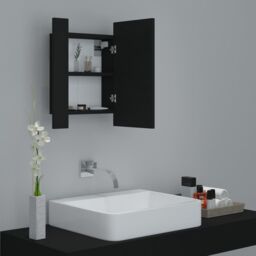 Berkfield Home LED Bathroom Mirror Cabinet Black 40x12x45 cm - Size: 40 x 12 x 45 cm - thumbnail 6