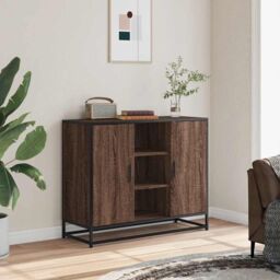 Berkfield Home Sideboard Brown Oak 92x35x76 cm Engineered Wood - Size: 92 x 35 x 76 cm - thumbnail 3