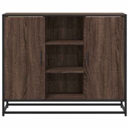 Berkfield Home Sideboard Brown Oak 92x35x76 cm Engineered Wood - Size: 92 x 35 x 76 cm - thumbnail 4