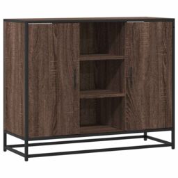Berkfield Home Sideboard Brown Oak 92x35x76 cm Engineered Wood - Size: 92 x 35 x 76 cm - thumbnail 2
