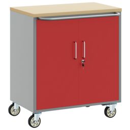 Berkfield Home Tool Cabinet with Wheels & Lockable Red 75x45x85 cm Steel - Size: 75 x 45 x 85 cm - thumbnail 2