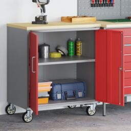 Berkfield Home Tool Cabinet with Wheels & Lockable Red 75x45x85 cm Steel - Size: 75 x 45 x 85 cm - thumbnail 3