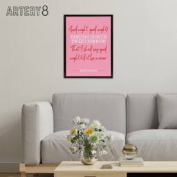 "Artery8 Shakespeare Quote Parting Sweet Sorrow Framed Canvas Wall Art Print in Pink - Size: W12"" x H16""" - thumbnail 3
