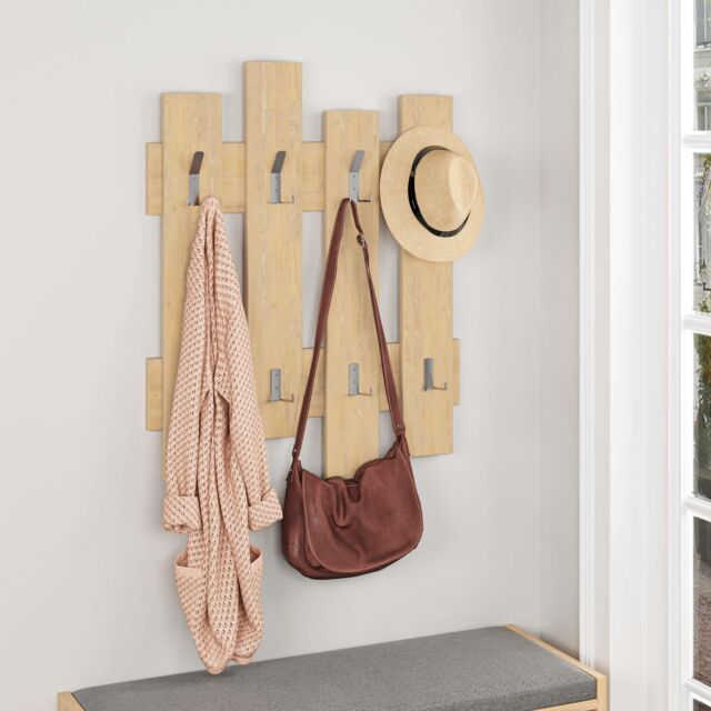 Decortie Wave' Modern Coat Rack Wall-Mounted 8 Hooks 69x81cm in Natural - Size: 1 Pack - image 1