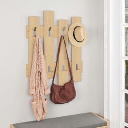 Decortie Wave' Modern Coat Rack Wall-Mounted 8 Hooks 69x81cm in Natural - Size: 1 Pack