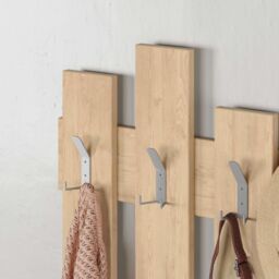 Decortie Wave' Modern Coat Rack Wall-Mounted 8 Hooks 69x81cm in Natural - Size: 1 Pack - thumbnail 5