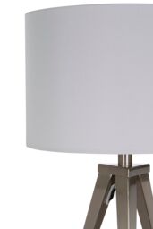 Orsina Contemporary Table Lamp with Sleek Metal Tripod Legs, White Fabric Shade & Clean Cabling, Modern Accent Lamp in Silver - thumbnail 2