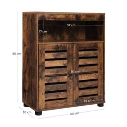 KORVIXA Bathroom Cabinet, Storage Cupboard Adjustable in Brown - thumbnail 2