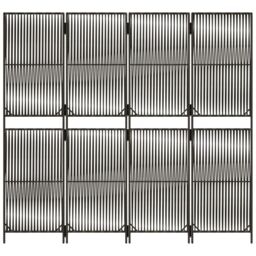 Berkfield Home Room Divider 4 Panels Grey Poly Rattan - thumbnail 5