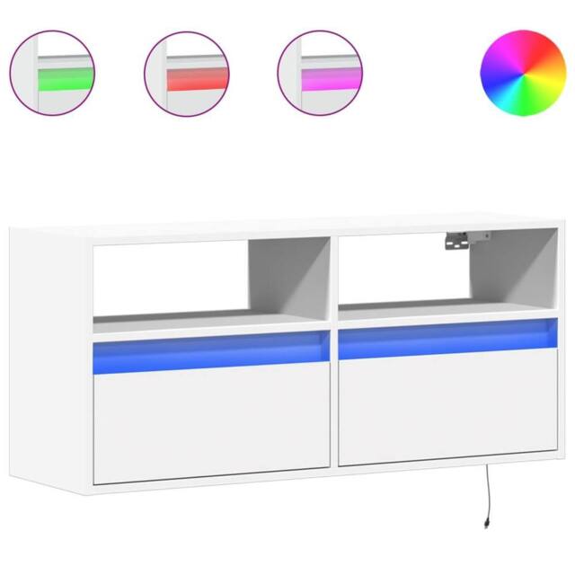 Berkfield Home TV Wall Cabinet with LED Lights White 100x31x45 cm - Size: 100 x 31 x 45 cm - image 1