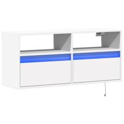 Berkfield Home TV Wall Cabinet with LED Lights White 100x31x45 cm - Size: 100 x 31 x 45 cm - thumbnail 3