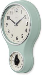 Acctim Kitchen Time Wall Clock Timer Quartz Retro Style Domed Glass Lens 20cm in Green - thumbnail 5