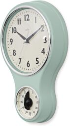 Acctim Kitchen Time Wall Clock Timer Quartz Retro Style Domed Glass Lens 20cm in Green - thumbnail 4