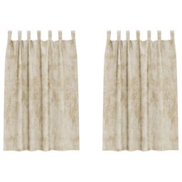 Berkfield Home Velvet Curtains 2 pcs with Eyelets Cream 175x140 cm - thumbnail 2