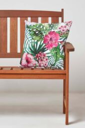 Homescapes Luxury Waterproof Botanical Flower Outdoor Cushion 45 x 45 cm, Set of 2 in Green - Size: 45 cm x 45 cm - thumbnail 3
