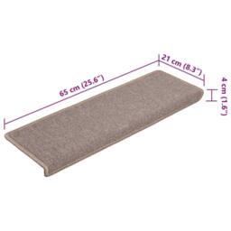 Berkfield Home Decorative Carpet Stair Treads 15 pcs 65x21x4 cm Light Brown - Size: Medium - thumbnail 8