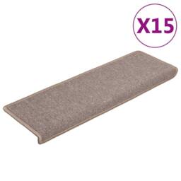 Berkfield Home Decorative Carpet Stair Treads 15 pcs 65x21x4 cm Light Brown - Size: Medium - thumbnail 3