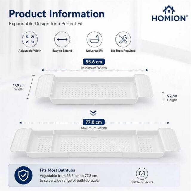 KORVIXA PLASTIC BATHTUB CADDY in White - Size: 50 cm x 80 cm - image 1