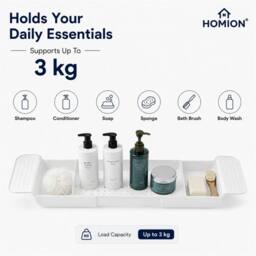 KORVIXA PLASTIC BATHTUB CADDY in White - Size: 50 cm x 80 cm - thumbnail 4