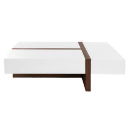 Angel Cerda White & Walnut Rectangular Coffee Table 120x70x35 cm in Brown - Size: 120 x 70 x 35 cm - thumbnail 2
