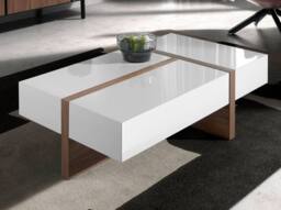 Angel Cerda White & Walnut Rectangular Coffee Table 120x70x35 cm in Brown - Size: 120 x 70 x 35 cm - thumbnail 3