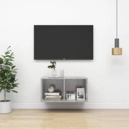 Berkfield Home Wall-mounted TV Cabinet Concrete Grey 37x37x72 cm Engineered Wood - Size: 37 x 37 x 72 cm - thumbnail 2