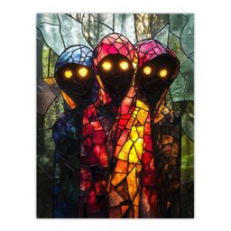 "Artery8 Three Cloaked Witches Fantasy Stained Glass Wall Art Print - Size: W24"" x H32""" - thumbnail 1