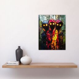 "Artery8 Three Cloaked Witches Fantasy Stained Glass Wall Art Print - Size: W24"" x H32""" - thumbnail 4