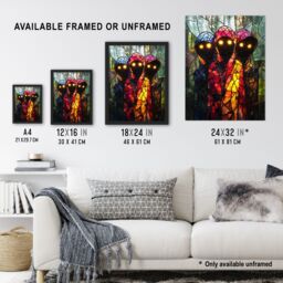 "Artery8 Three Cloaked Witches Fantasy Stained Glass Wall Art Print - Size: W24"" x H32""" - thumbnail 3