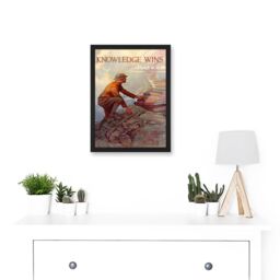 Artery8 Advert Military War World Knowledge Wins Books American Library Artwork Framed Wall Art Print A4 in Black - thumbnail 2