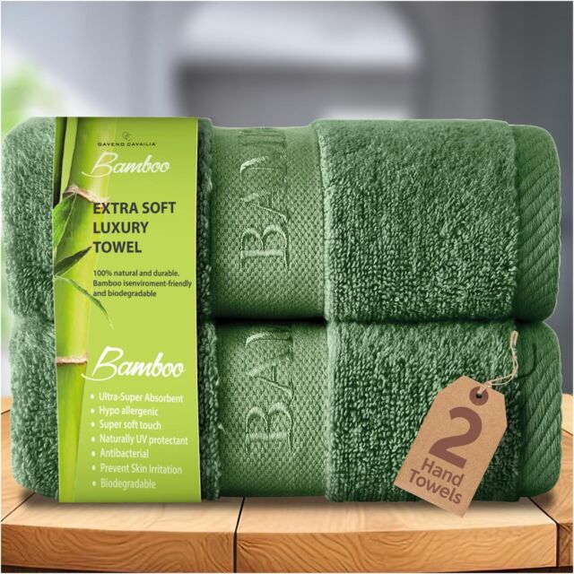 GAVENO CAVAILIA 2 Pack Bamboo Towel in Green - Size: Bath Sheet - image 1