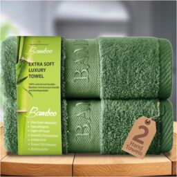 GAVENO CAVAILIA 2 Pack Bamboo Towel in Green - Size: Bath Sheet - thumbnail 1