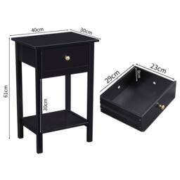 MCC Direct Set of 2 Solid Wooden Bedside Table with Open Shelf & Drawer Arlo in Black - thumbnail 7