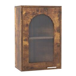 Costway Bathroom Wall Cabinet Wooden Medicine Cabinet w/ Adjustable Shelf in Brown - thumbnail 4