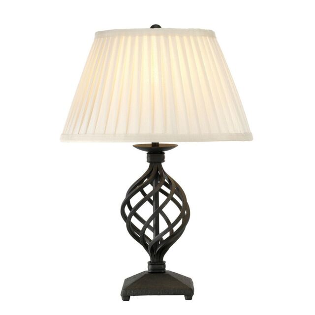 Loops Table Lamp White Shade Included Hand Crafted Swirl Base Design Black LED E27 60W