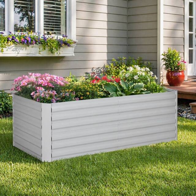 STILVORA Raised Garden Bed 180 cm Steel Grey - image 1