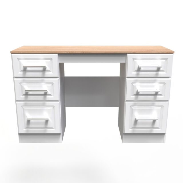 Ready Assembled 2 U Norfolk 6 Drawer Kneehole Desk (Ready Assembled) in White - image 1