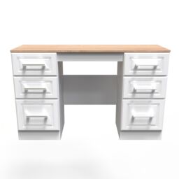 Ready Assembled 2 U Norfolk 6 Drawer Kneehole Desk (Ready Assembled) in White - thumbnail 1