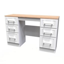 Ready Assembled 2 U Norfolk 6 Drawer Kneehole Desk (Ready Assembled) in White - thumbnail 3