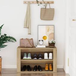 Berkfield Home Shoe Rack Sonoma Oak 75x35x45 cm Engineered Wood in Light Brown - Size: 75 x 35 x 45 cm