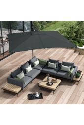 Living and Home 3M Large Square Canopy Rotatable Tilting Garden Rome Umbrella Cantilever Parasol with Square Fillable Base, Dark Grey - thumbnail 5