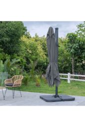 Living and Home 3M Large Square Canopy Rotatable Tilting Garden Rome Umbrella Cantilever Parasol with Square Fillable Base, Dark Grey - thumbnail 6