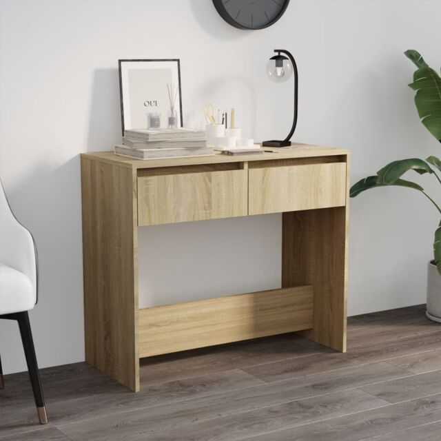Berkfield Home Console Table Sonoma Oak 89x41x76.5 cm Steel in Beige - image 1