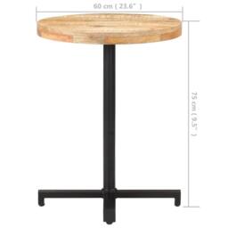 Berkfield Home Durable Bistro Table Round Ã˜60x75 cm Rough Mango Wood in Brown - Size: 60x75 cm - thumbnail 6